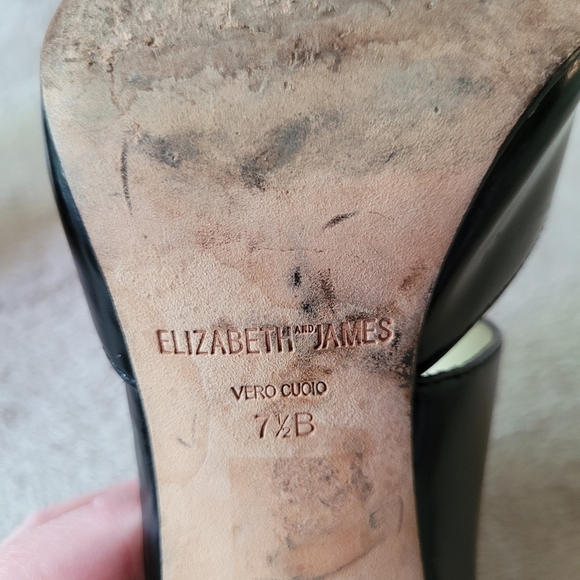 Elizabeth and James Blk Leather Stilettos - Picture 14 of 15